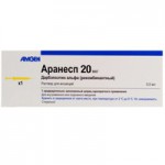 Аранесп, раствор для инъекций 0.3 мг 0.6 мл 1 шт шприцы