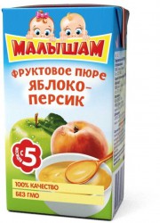 Пюре Фрутоняня Малышам яблоко персик с сахаром с 5 мес 125 г
